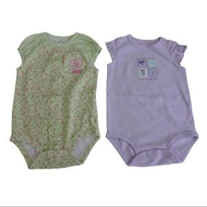 Carters 2 Baby Girl One Piece Lot 9M